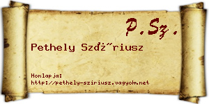 Pethely Szíriusz névjegykártya